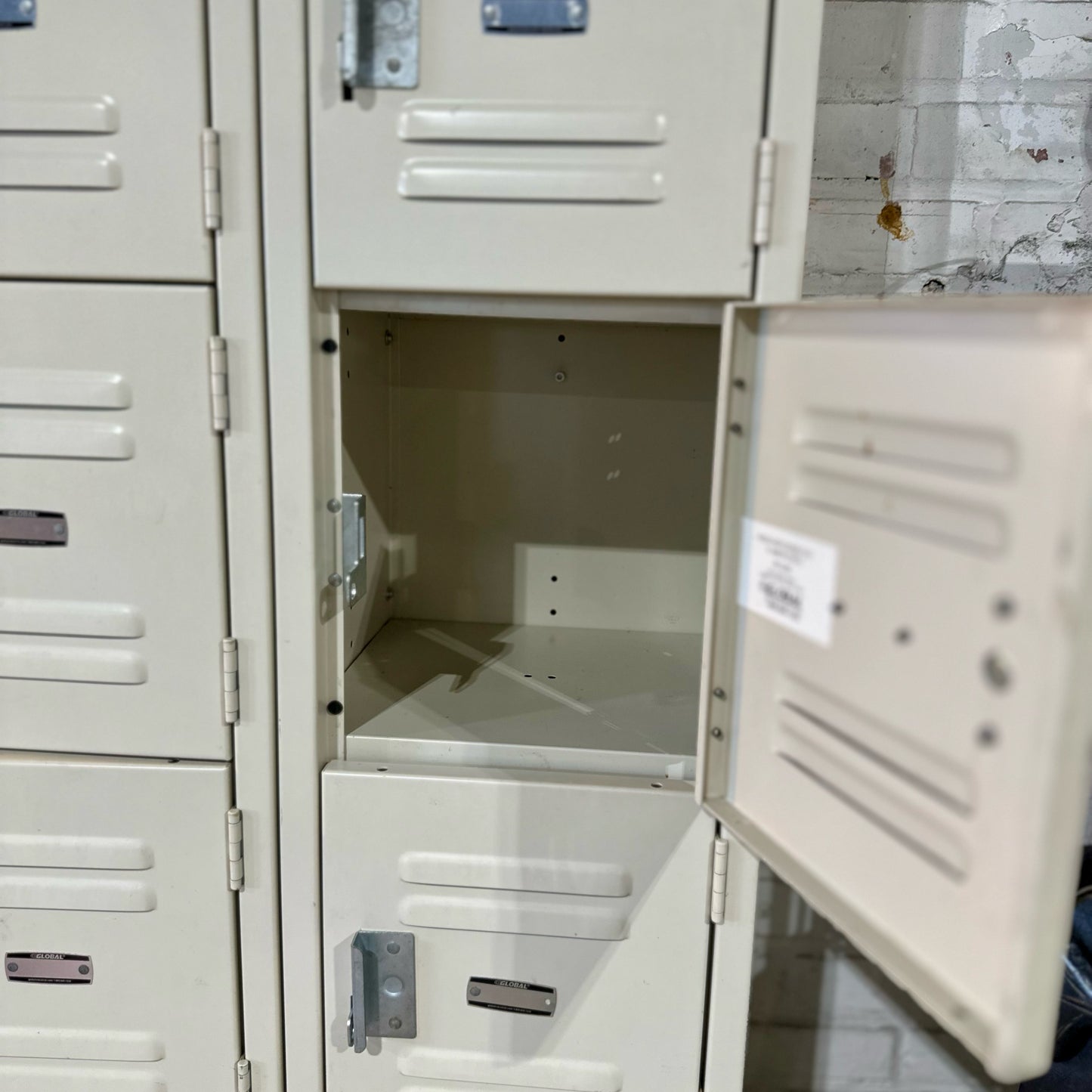 Vintage Six Compartment Locker, Cream, 12" L x 12" W x 78" H