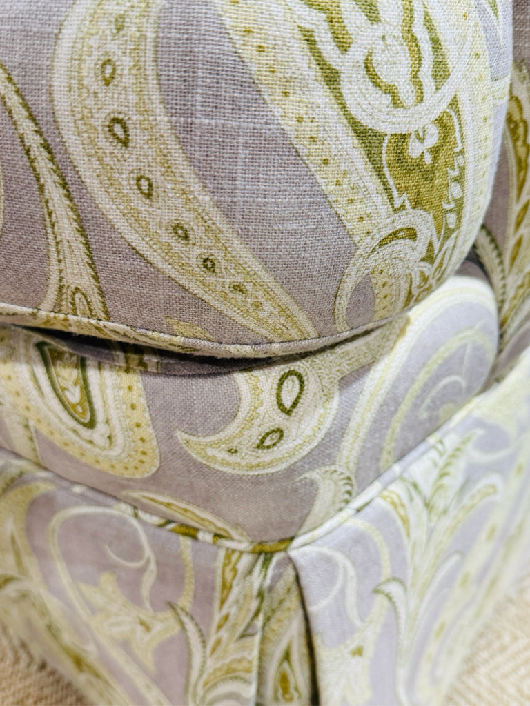 Sherrill chair, yellow/grn/cream, down mix, 33"W x 30"D x 36"H