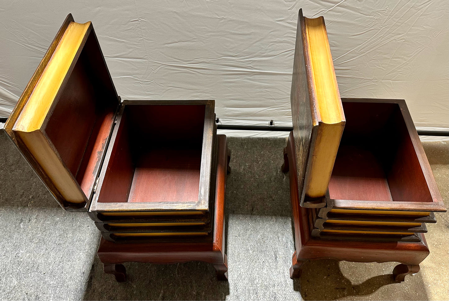 Pair of Faux His & Hers Golf Book Stack Cabinet End Tables 21" L x 17" W x 22" D