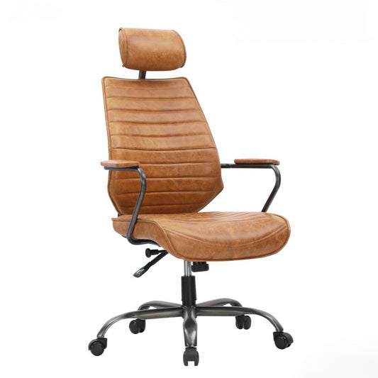 Executive Office Chair, Top Grain Leather, 25.5" x 26"D x 45"H