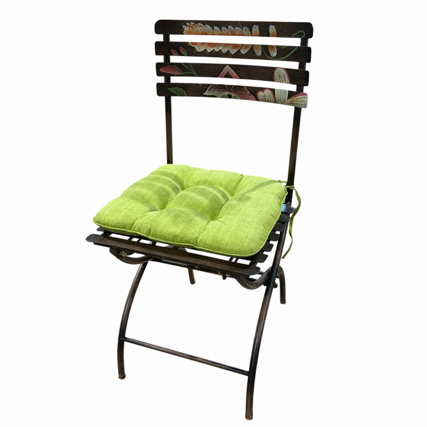 Hand Painted Metal Folding Chair, 17"W x 19"D x 35.25"H