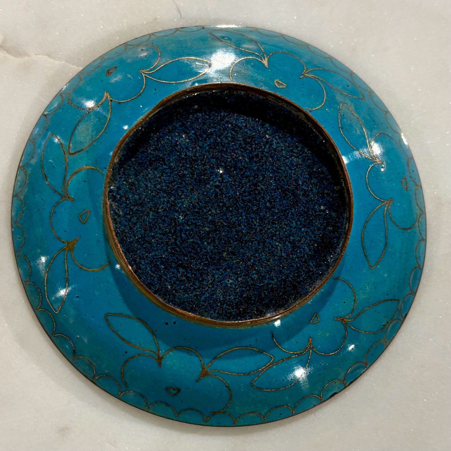 VTG Cloisonne Trinket Dish, Yellow, 3.75"Dia