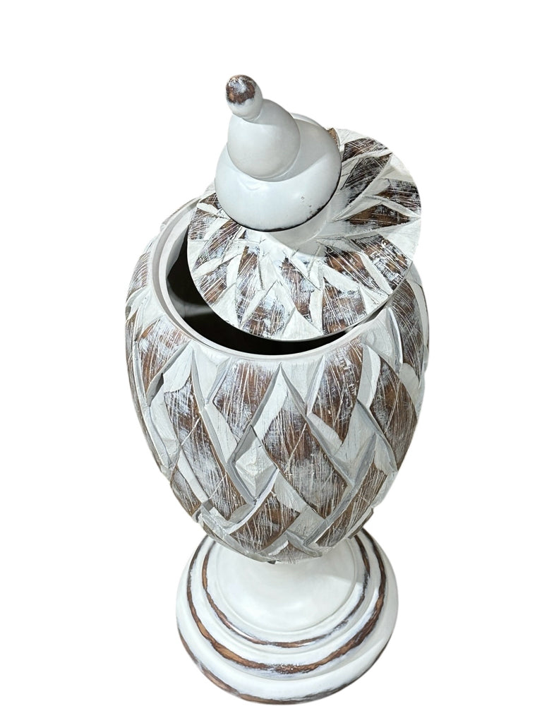 Faux wood/resin coastal accent, 8"W x 8"D x 27"H