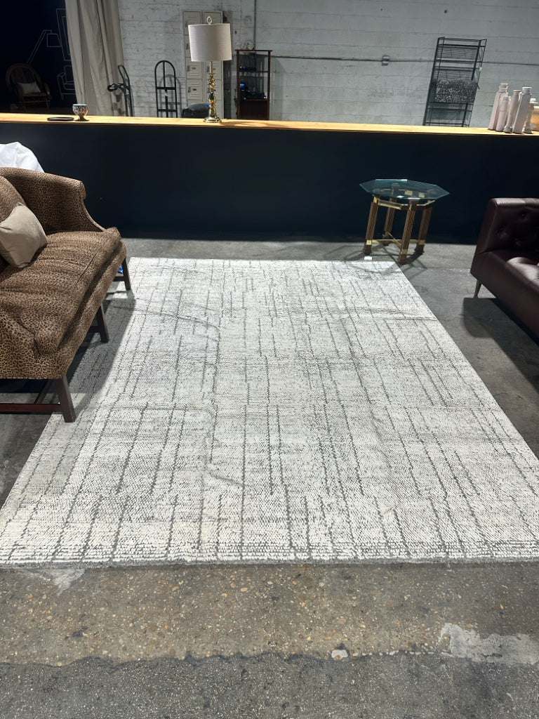 Ivory/grey wool, handknotted rug