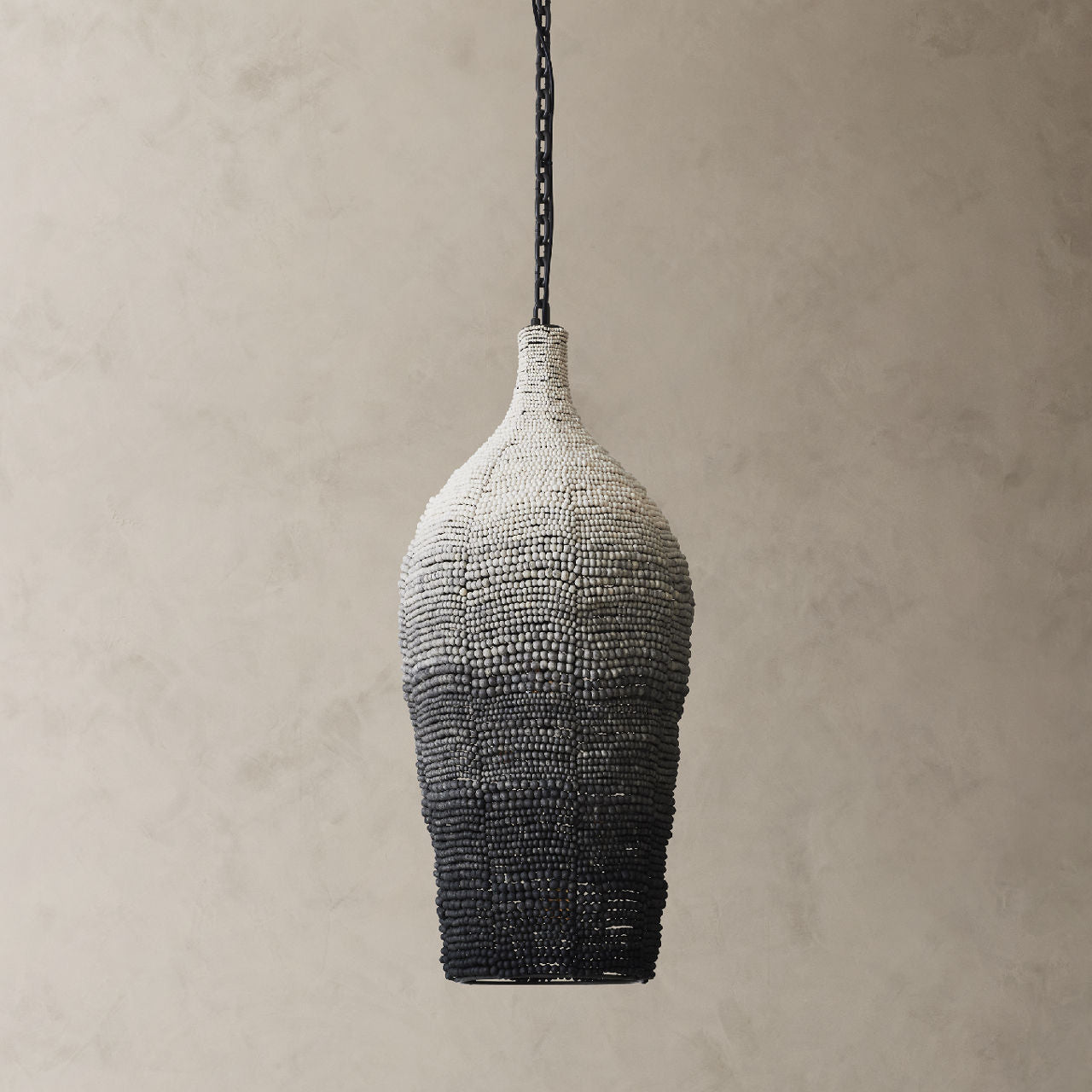 Olive pendant light, charcoal ombre, 16.5"x16.5" x40" H