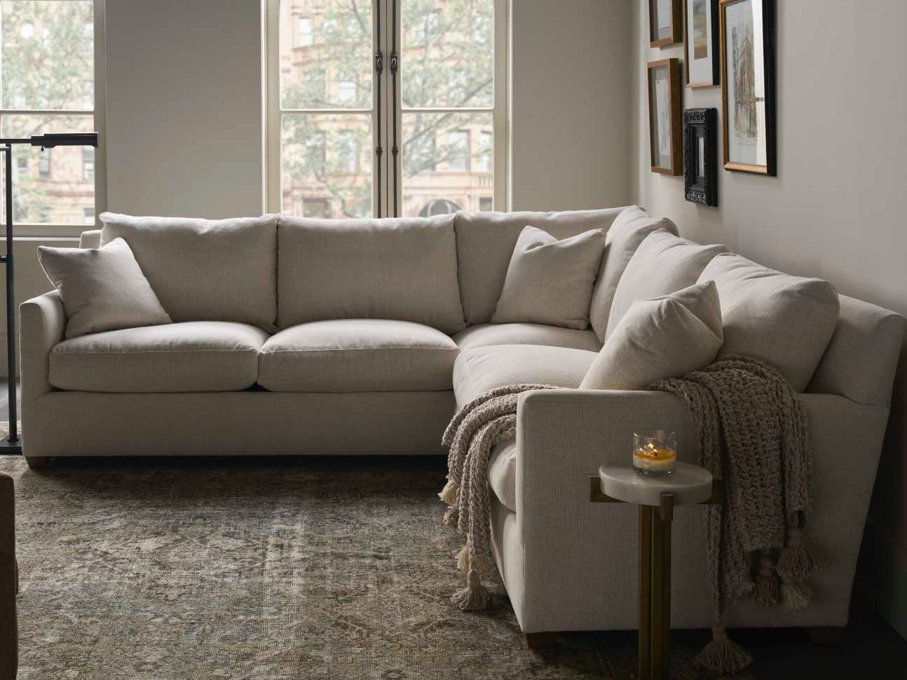 Rowe Lilah Upholstered Sectional Sofa, Cream, 112" W x 45" D x 45" H