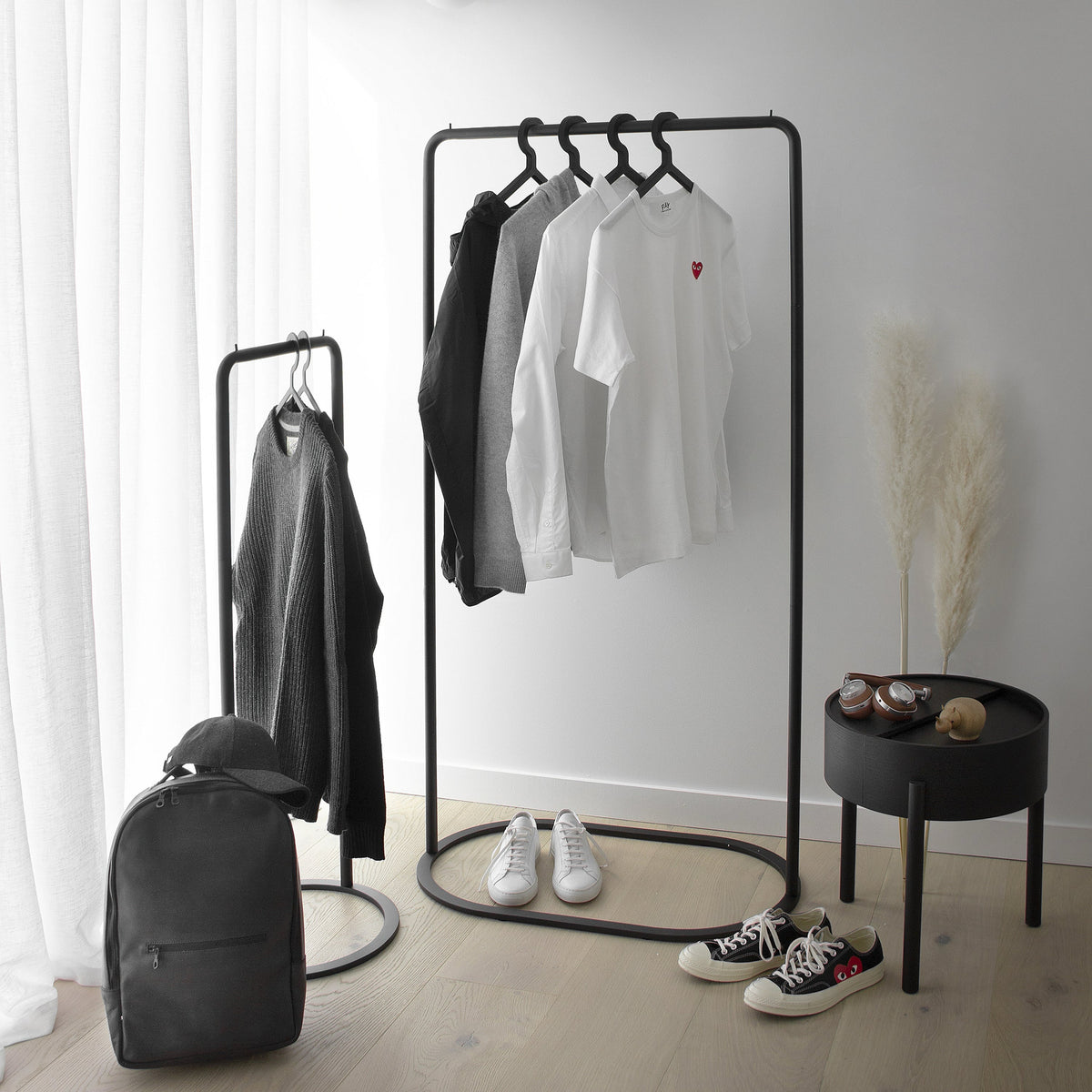 WOUD O&O Clothes Rack, Large, Black, Metal, 31.9" W x 18.9" D x 62.6" H