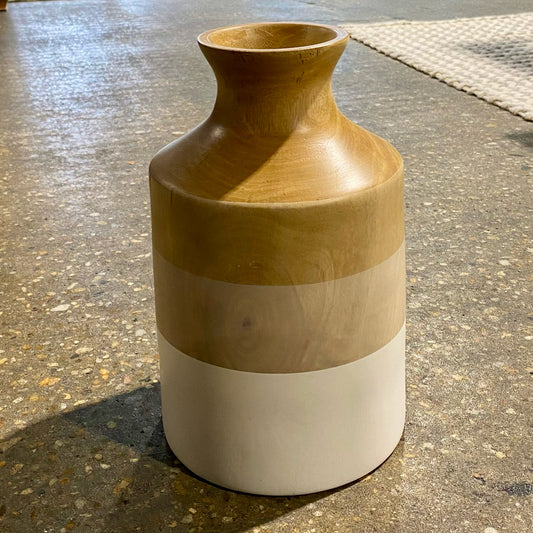 Color Blocked Wood Vase, 11"H x 6.75"Dia