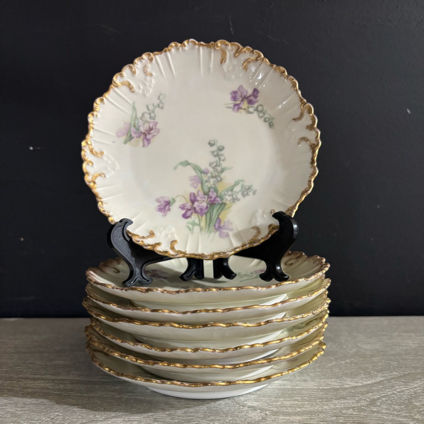 SET 7 Limoges Floral Plates 6" D x 1" H