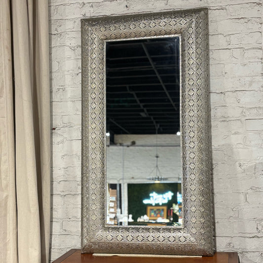 Metallic Silver Wall Mirror 28" W x 3" D x 52" H
