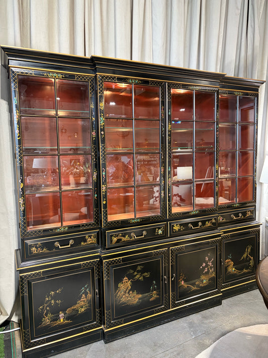 Breakfront China Cabinet, Union National 90" W x 16" D x 81" H