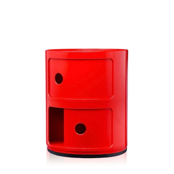 Kartell Componibili 2-Door Round Storage Unit, Red Glossy, 12.6 Dia x 15.75" H