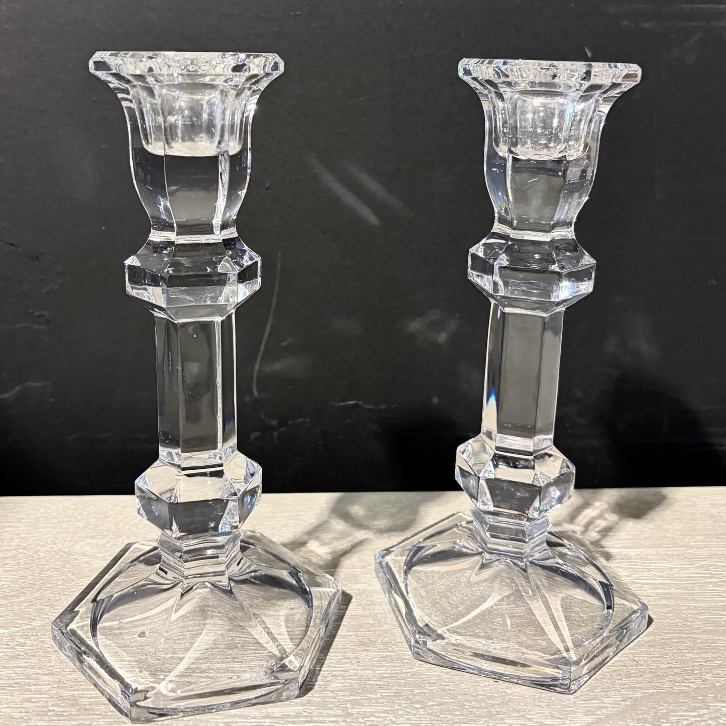 SET 2 Crystal Candlesticks 7.25" H x 3.25" W