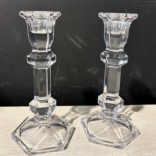SET 2 Crystal Candlesticks 7.25" H x 3.25" W