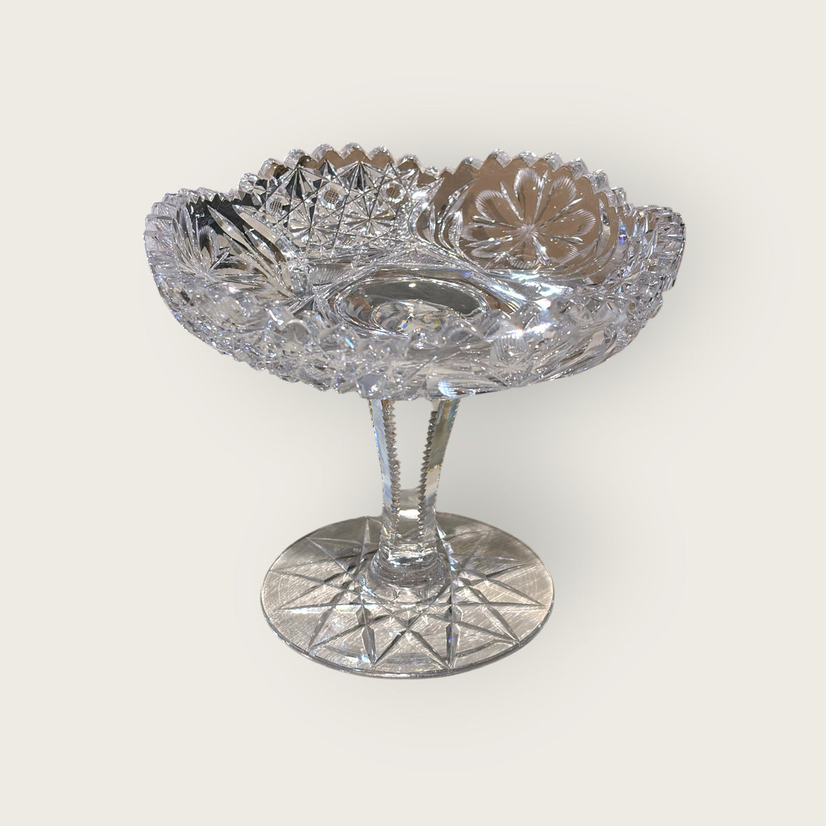 Cut Glass/Crystal Pedestal Candy Dish, 7"Dia x 6"H