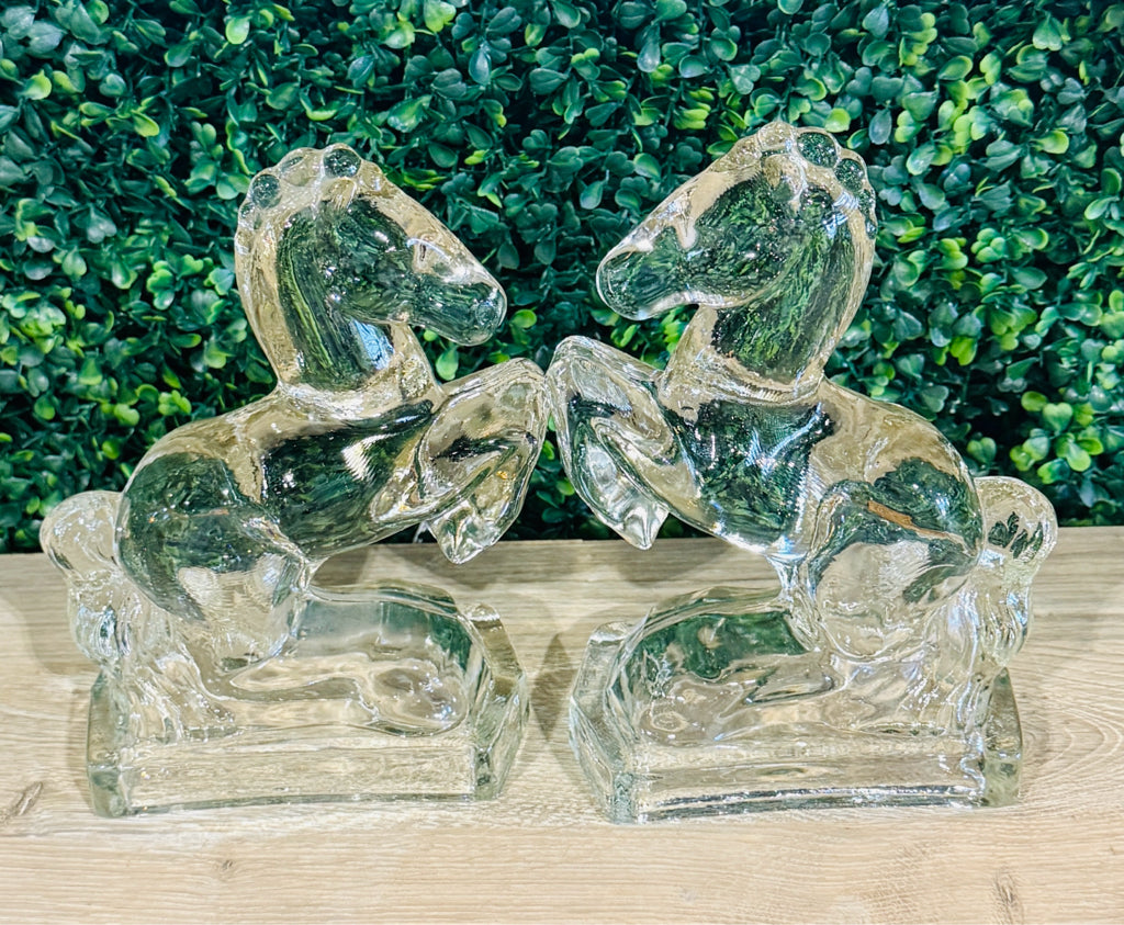 PAIR Rearing Horses L.E.Smith MCM Bookends