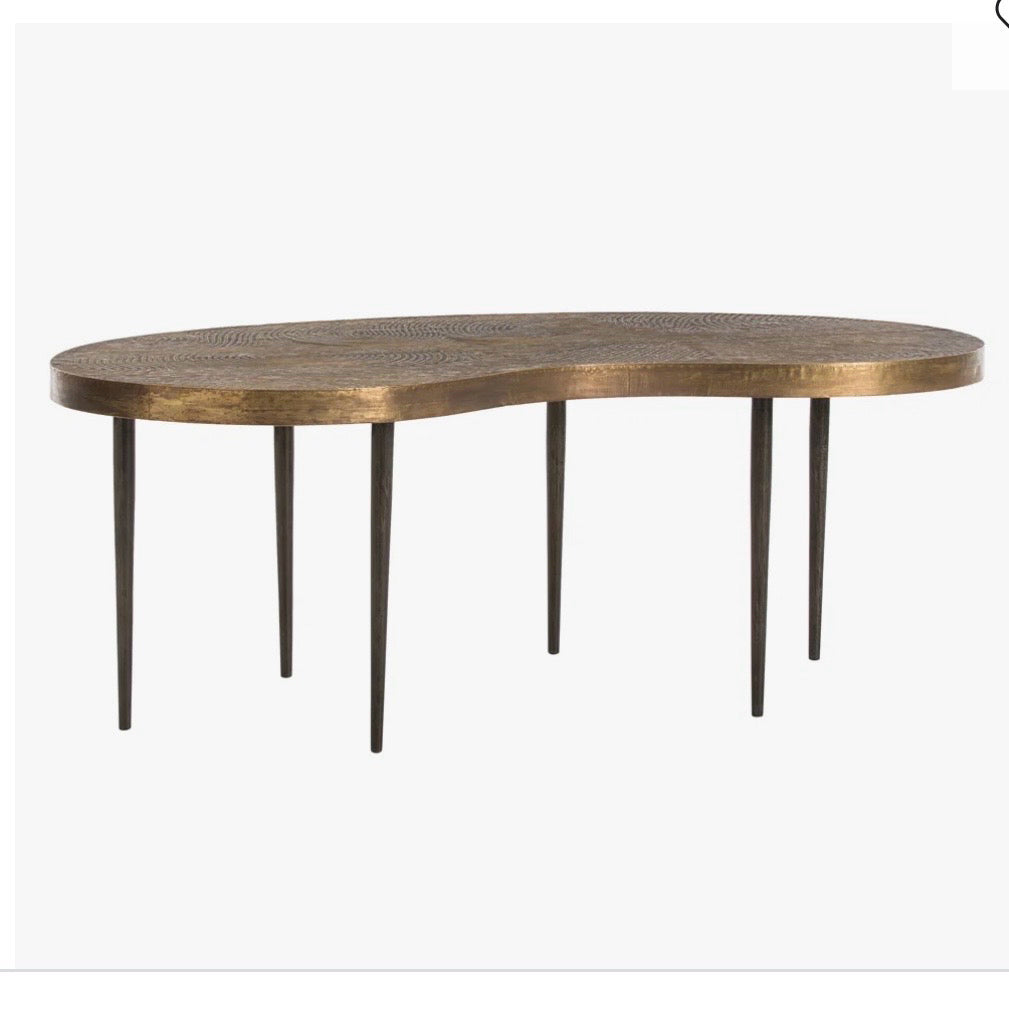 Sloan Coffee Table,  Wood & Brass, 44"W x 17"D x 16"H