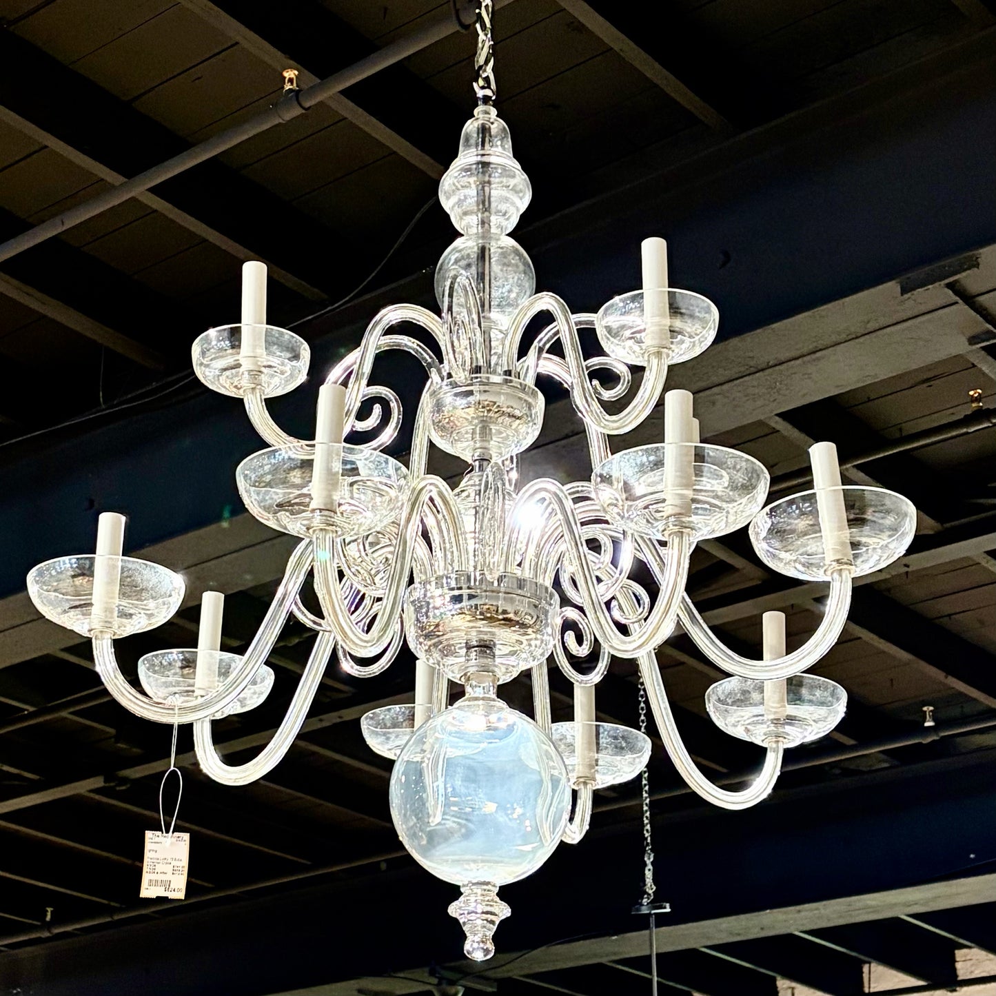 Preciosa Lustry, 12 Bulbs, Bohemian Crystal Chandelier, 36"Dia x 40"H