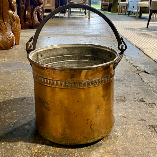 Antique Copper Coal Bucket, 11.5"D x 13"W x 10"H