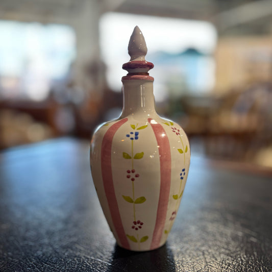 Vintage Ceramic Bottle w/ stopper 3.5" W x 3.5" D x 6.75" H