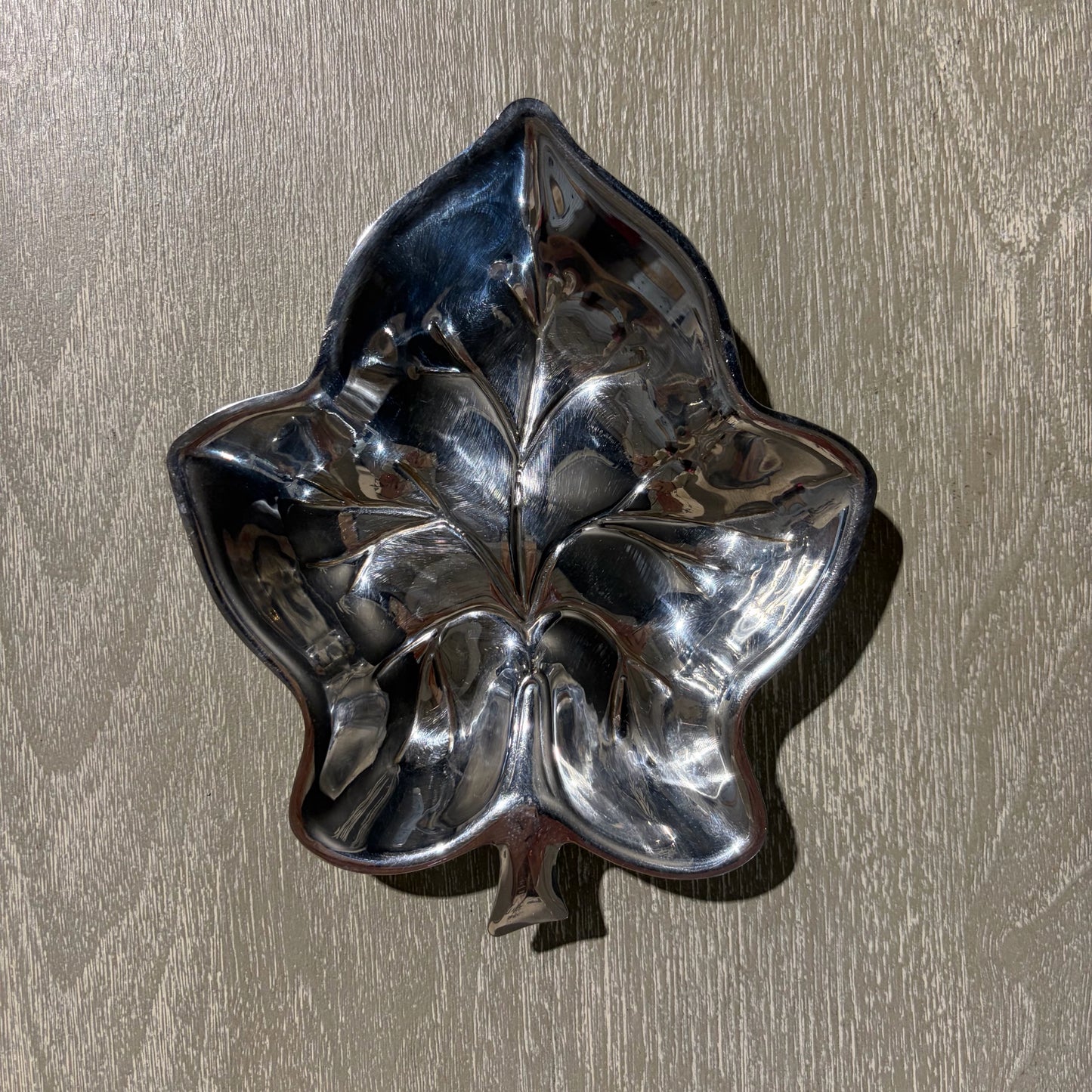Canterbury Silver Plate Grape Leaf Candy Dish, 8"L x 7"W