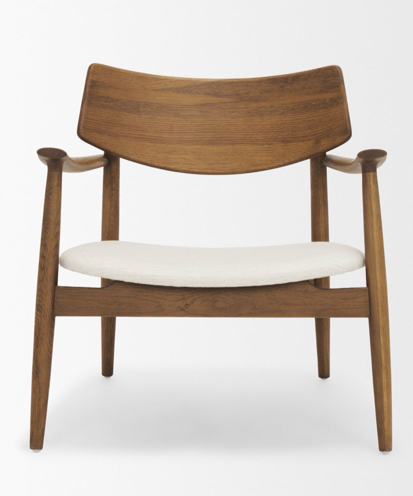 NEW Haggen Accent Chair, oak/cream fabric, 27.6" L x 26.8" W x 28.4" H