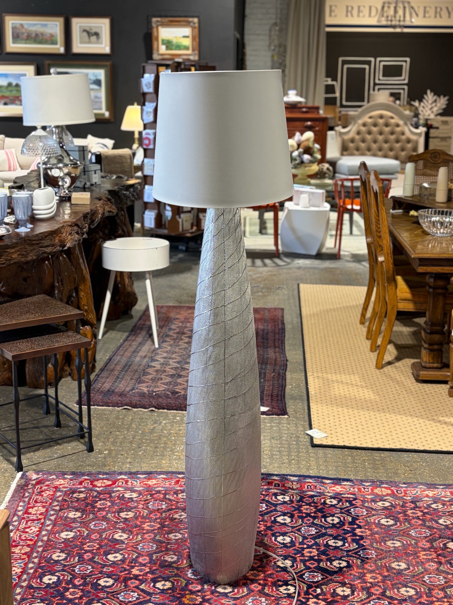 Metallic Floor Lamp w/Oblong Shade, 5'H x 11"D x 23"W