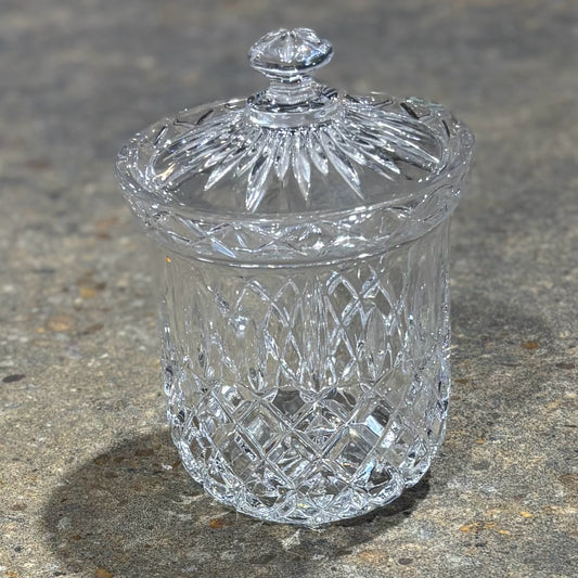 Waterford Style Biscuit Jar w/ Lid, Crystal, 7" H x 5.5" D