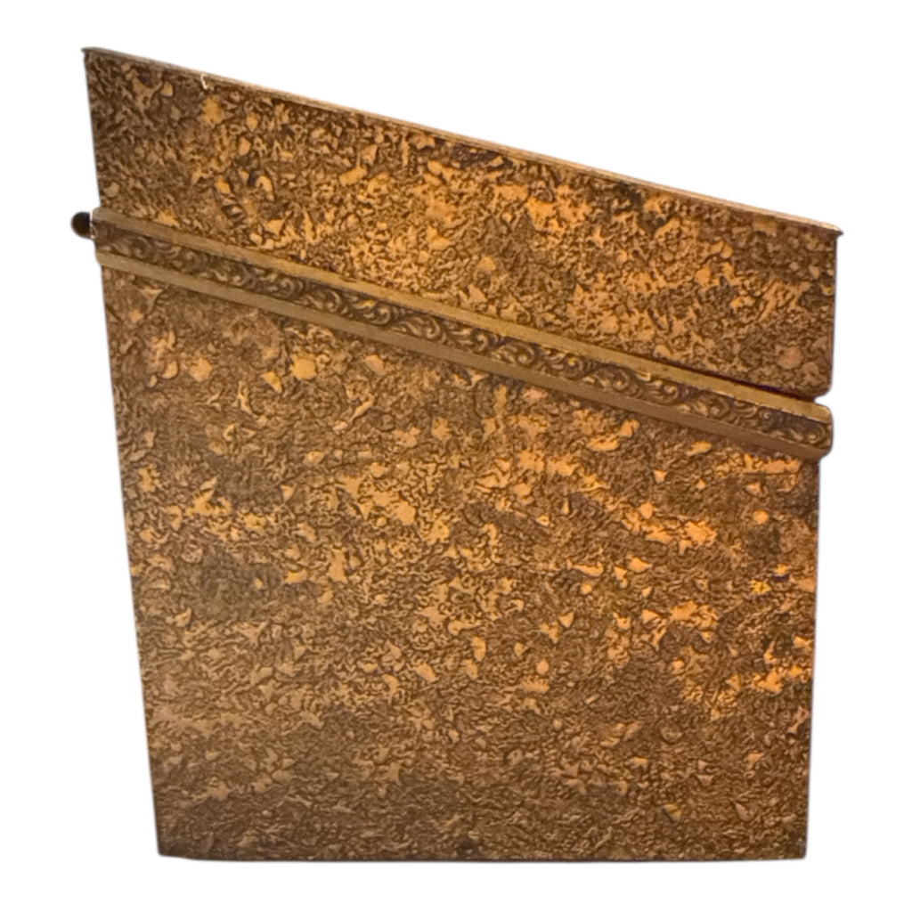 Anyique embossed brass jewelry box, 5"W x 4"H x 3.25"D