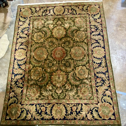 Green & Black Wool Hand Knotted Rug, 8'W x 10'L X 1"H