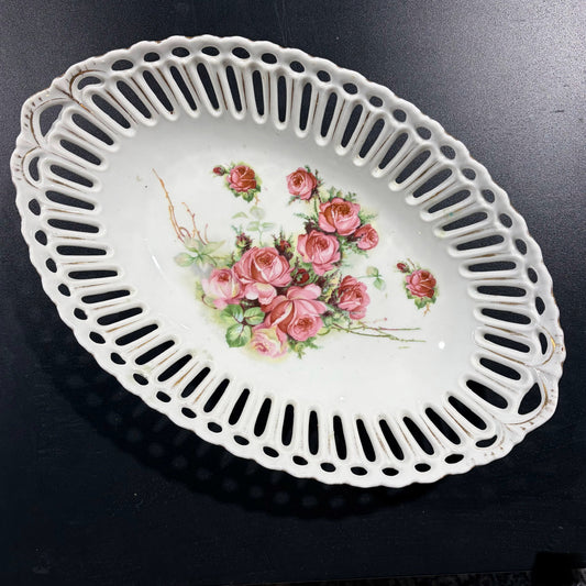 Vintage RW Bavaria Porcelain Oval Bowl, 12.5"W x 8.25"D x 2.5"H