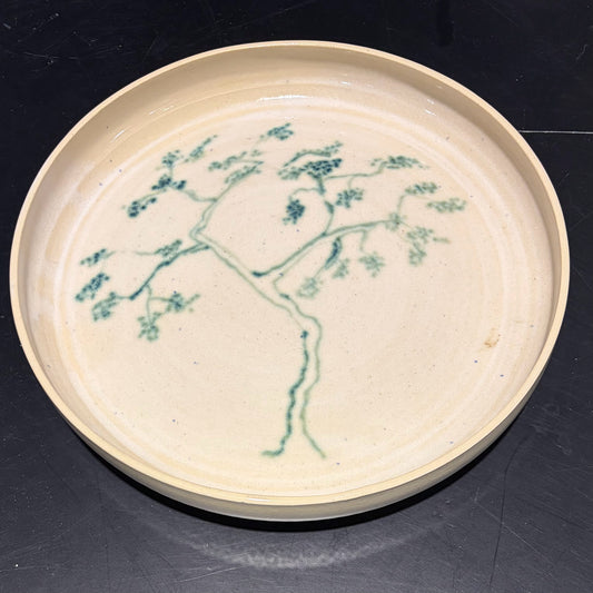 Ceramic Plate w/Tree Design, Betsy Gray, 9.25"Dia x 1.5"H