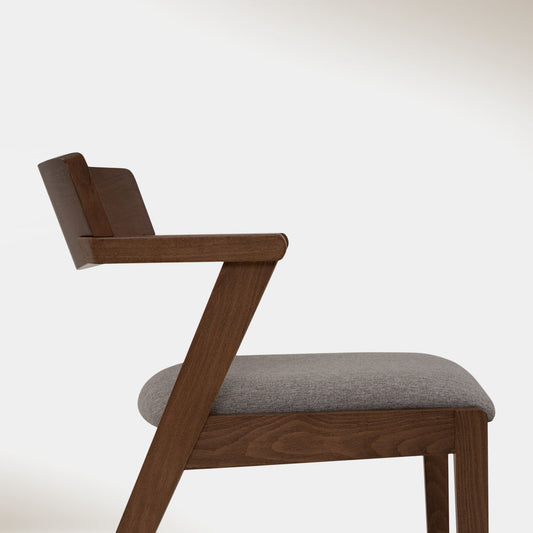 PAIR of 2 Zola Dining Chairs, grey/walnut, 19.4" W x 30.5" D x 23.6" H