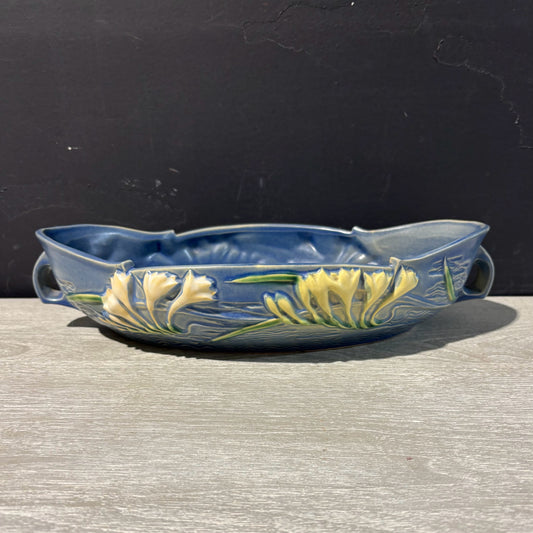 Roseville Pottery Console Bowl, Freesia 469-14, 15.25" L x 9.5" W 3.5" H