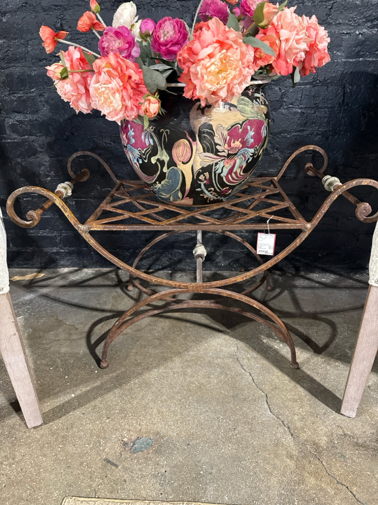 Vintage wrought iron bench/footstool, 33"W x 16.5"D x 20.25"H
