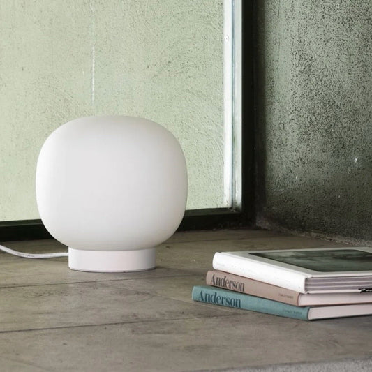 Amelia Table Lamp, White Base, 8.5"Dia x 8.5"H