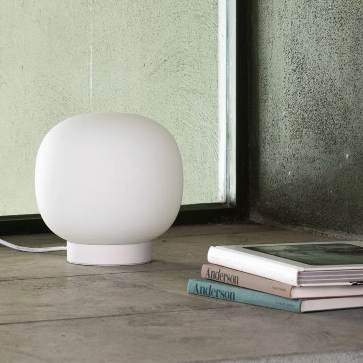 Amelia Table Lamp, White Base, 8.5"Dia x 8.5"H