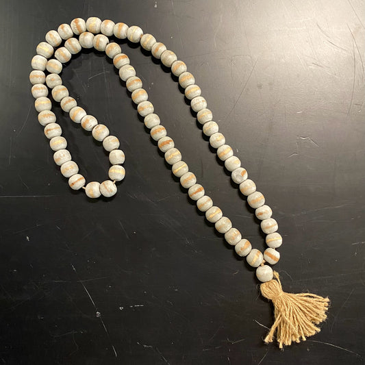 Wood Prayer Beads W/Tassel, 30"L x 1"W x 1"D