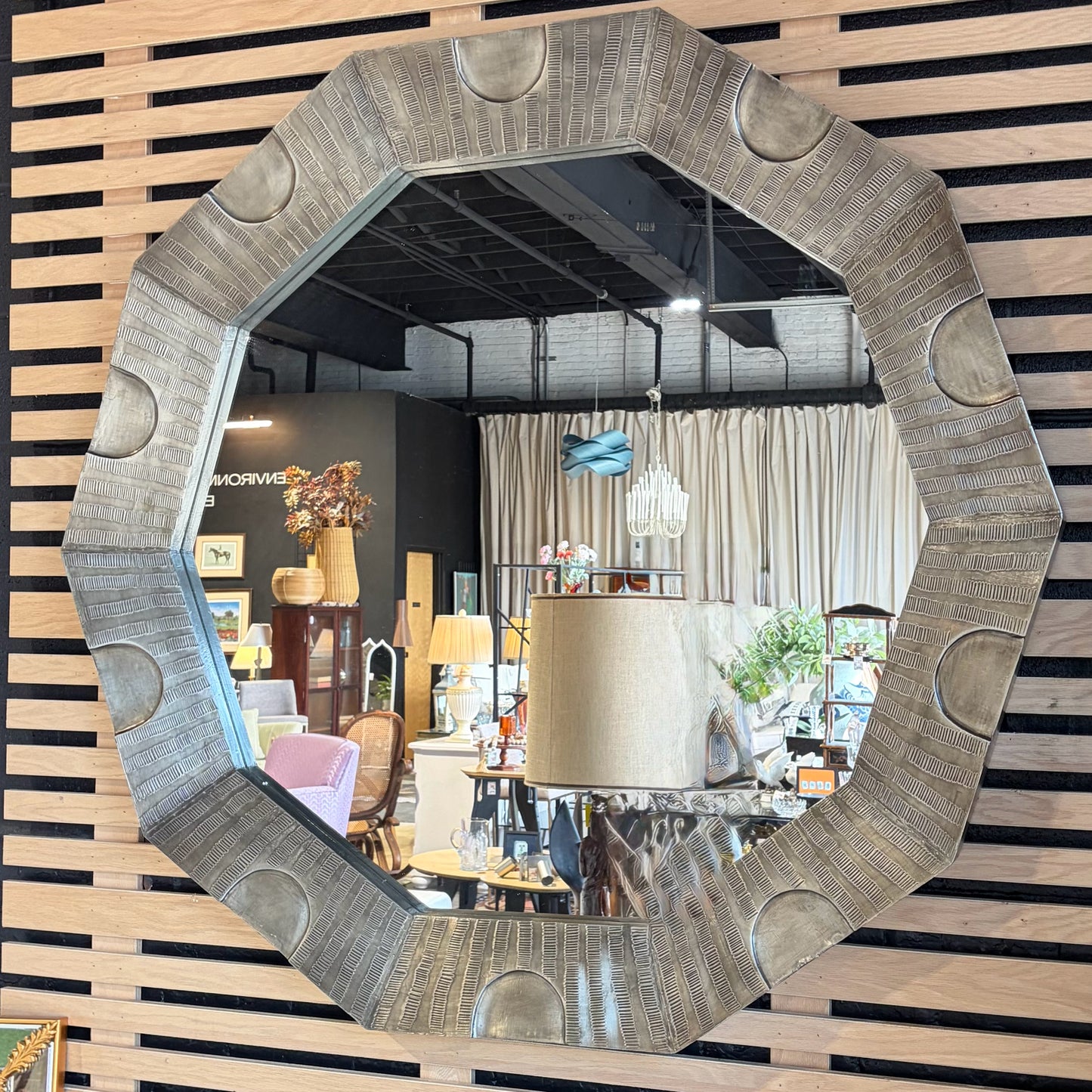 NEW Kiernan Octagonal Mirror, Burnished Silver, 54.5"W x 52"H x 3"D