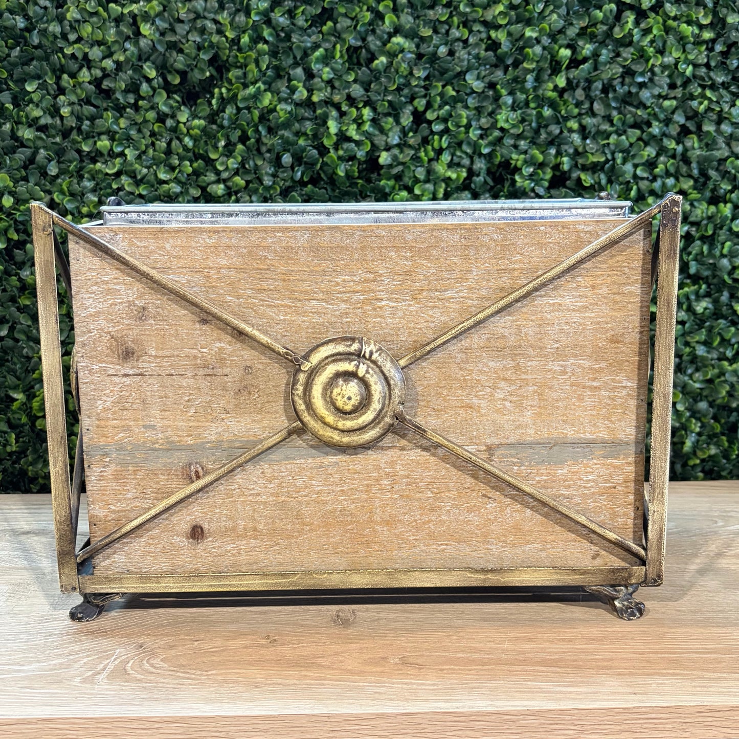 Iron & Wood French Country Rectangular Planter, 9"H x 6.5"D x 13"W