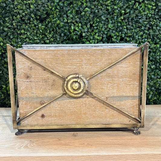 Iron & Wood French Country Rectangular Planter, 9"H x 6.5"D x 13"W