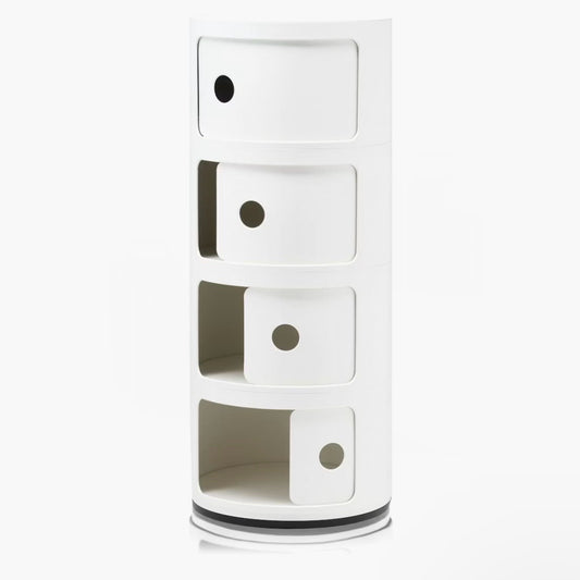 Componibili Round Storage, White Glossy,  12.6" Dia x 30.4"