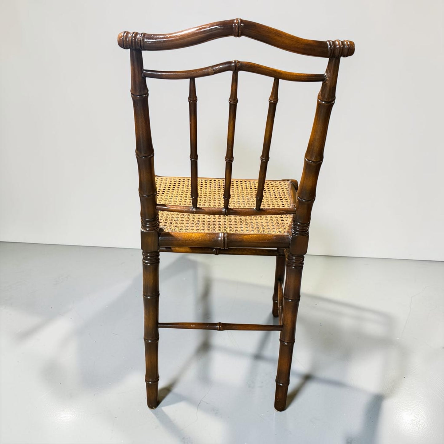 4 VTG Faux Bamboo w/Cane Seats, Side Chairs, 18"D x 17.5"W x 36"H