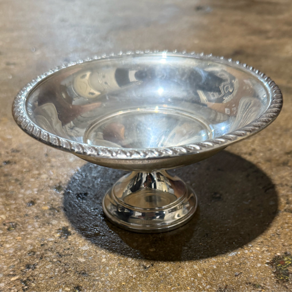 Vintage Preisner weighted sterling compote, 5.25"W x 5.25"D x 3"H
