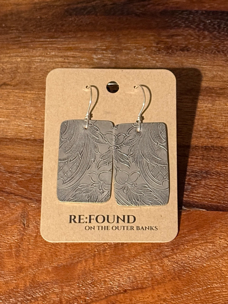 Silverplate Brass medium rectangle earrings, #1178