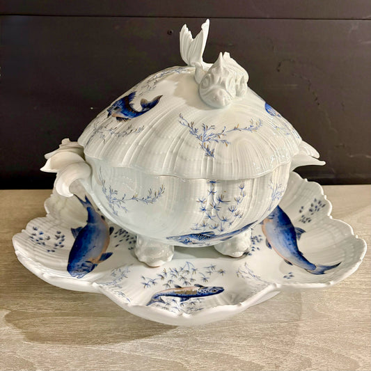 "Corail La Mer" by Limoges Tureen & Underplate, 18"W x 17"D x 13"H