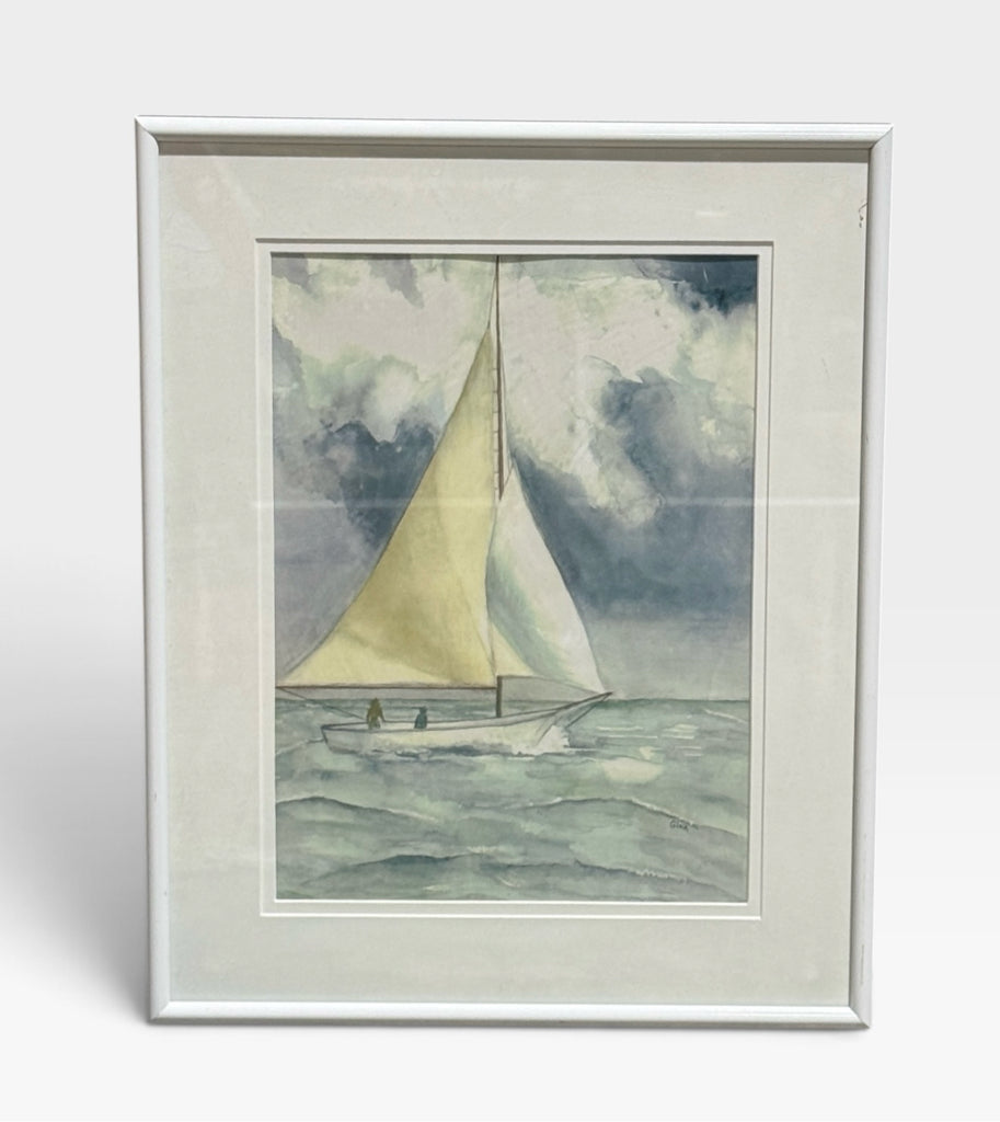 Studio art, Stormy waters/sailboat, signed. G. Haynie, 16"W x 20"H