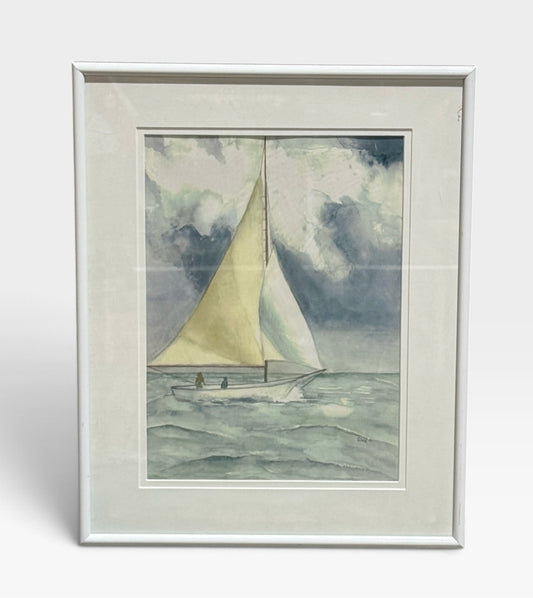 Studio art, Stormy waters/sailboat, signed. G. Haynie, 16"W x 20"H