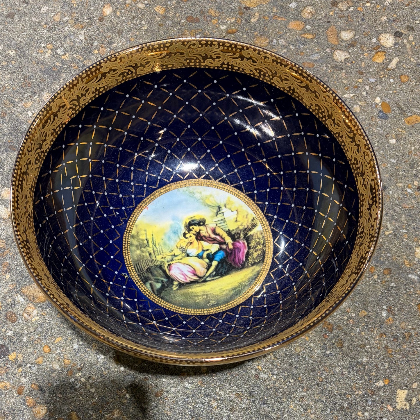 Vintage French Porcelain Bowl, 9"Dia x 4"H