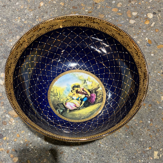 Vintage French Porcelain Bowl, 9"Dia x 4"H